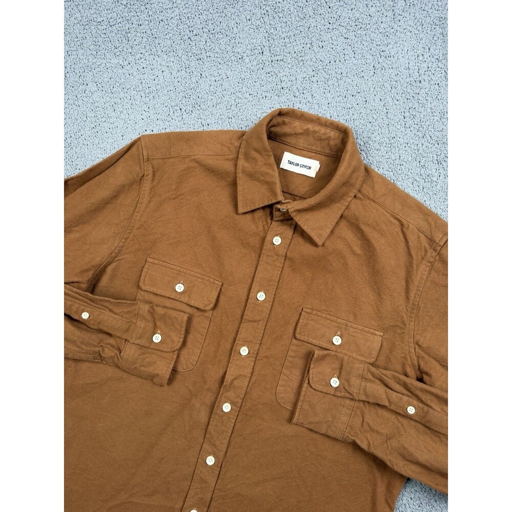 Taylor Stitch Shirt Mens 40 Brown The Yosemite Long Sleeve Button Up